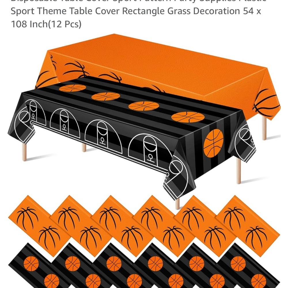 Basketball Themed Table Cover Set - Orange and Black